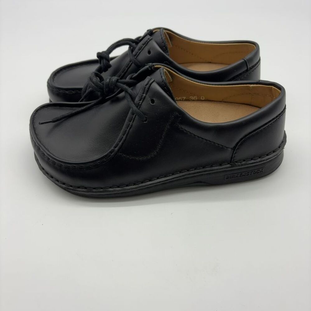 Birkenstock Black Leather Lace-Up Clogs - Picture 4 of 6